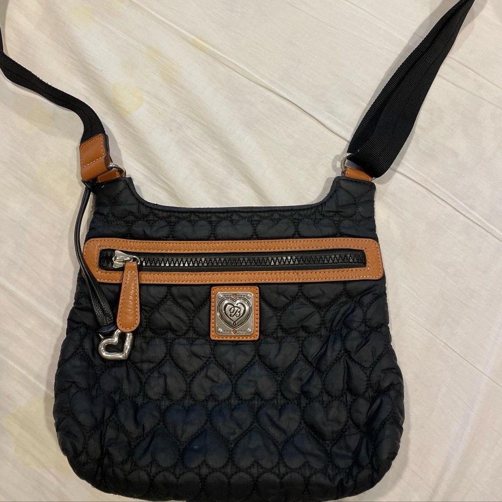 BRIGHTON HEART TO HEART KASH BLACK QUILTED LIGHTWEIGHT CROSSBODY HANDBAG MRP$200